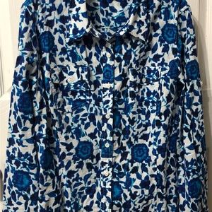 Shibori style floral Long sleeve button down